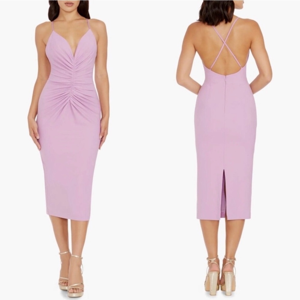 NWT Dress the Population Lilac Midi Dress size Large
